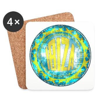 Ibiza Rétro Vintage Design - Dessous de verre (lot de 4) - blanc - Devant