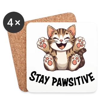 Süße Katze, Katze lustig, Katze Geschenk, T-Shirt - Untersetzer (4er-Set) - Weiß - Vorne
