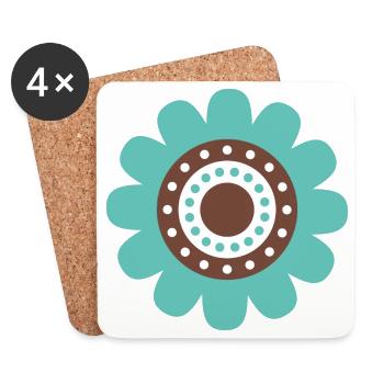 Cute Blue Daisy Flower - Coasters (set of 4) - white - Front