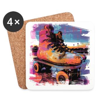 Illustration de patins à roulettes - Dessous de verre (lot de 4) - blanc - Devant