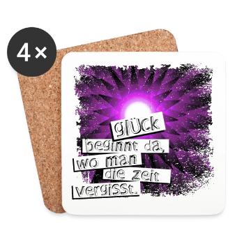 Glück beginnt da wo man die zeit vergisst - Untersetzer (4er-Set) - Weiß - Vorne