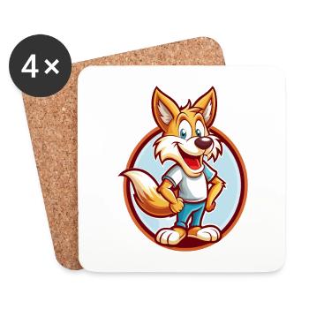 Coyote Funny Kawaii Cartoon Clipart Animal Pet - Coasters (set of 4) - white - Front