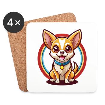 Chihuahua Dog Funny Kawaii Cartoon Clipart Animal - Coasters (set of 4) - white - Front