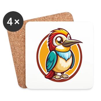 Bee Eater Funny Kawaii Cartoon Clipart Animal Pet - Coasters (set of 4) - white - Front