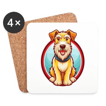 Airedale Terrier Hund Lustiges Kawaii Cartoon Tier - Untersetzer (4er-Set) - Weiß - Vorne