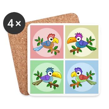 Colorful parrots - Coasters (set of 4) - white - Front