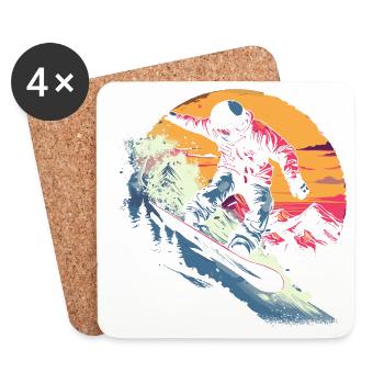 Oldschool Snowboarder - Untersetzer (4er-Set) - Weiß - Vorne