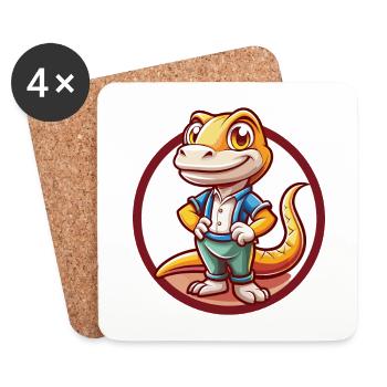 Lizard Funny Kawaii Cartoon Clipart Animal Pet - Coasters (set of 4) - white - Front