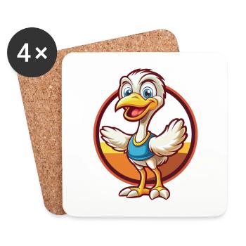Ostrich Funny Kawaii Cartoon Clipart Animal Pet - Coasters (set of 4) - white - Front