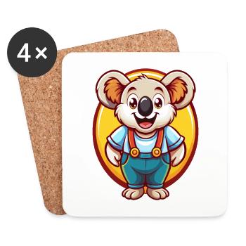 Koala Niedlich Lustig Kawaii Cartoon Clipart Tier Haustier - Untersetzer (4er-Set) - Weiß - Vorne