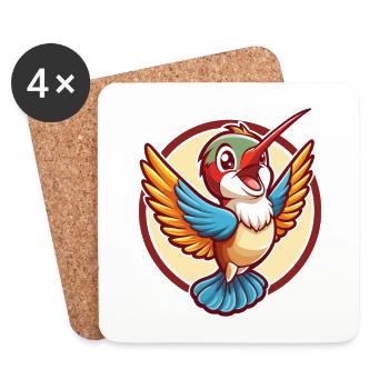 Hummingbird Funny Kawaii Cartoon Clipart Animal - Coasters (set of 4) - white - Front