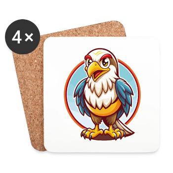 Hawk Cute Funny Kawaii Cartoon Clipart Animal Pet - Coasters (set of 4) - white - Front