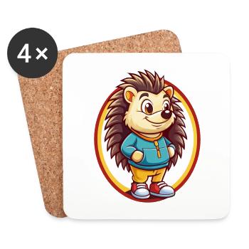 Igel Lustig Kawaii Cartoon Clipart Tier Haustier - Untersetzer (4er-Set) - Weiß - Vorne