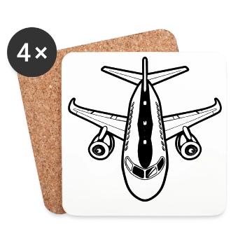 Airplane Sketch - Coasters (set of 4) - white - Front