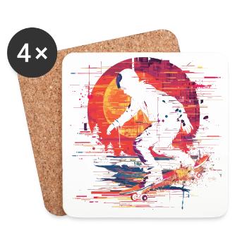 Skateboarder Pixel Art - Coasters (set of 4) - white - Front