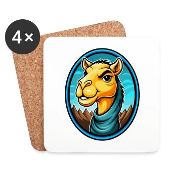 Camel Colorful Kawaii Cartoon Character Clipart - Coasters (set of 4) - white - Front