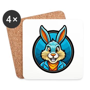 Lapin coloré Kawaii Dessin animé Personnage Clipart - Dessous de verre (lot de 4) - blanc - Devant