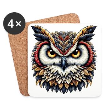 Owl - Coasters (set of 4) - white - Front