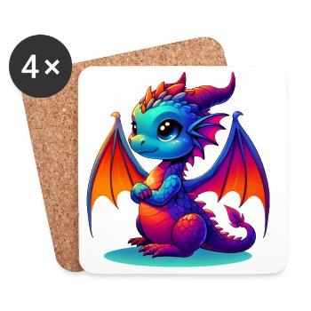 Drache - Untersetzer (4er-Set) - Weiß - Vorne