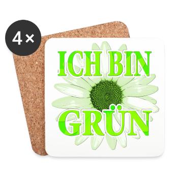 Ich bin Grün - Margariten Blume - Untersetzer (4er-Set) - Weiß - Vorne