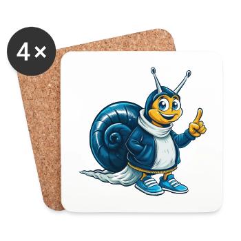 Schnecke Cool Kawaii Cartoon Charakter Clipart - Untersetzer (4er-Set) - Weiß - Vorne