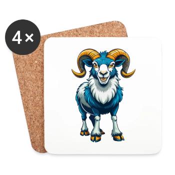 Ram Cool Kawaii Cartoon Figur Clipart - Untersetzer (4er-Set) - Weiß - Vorne
