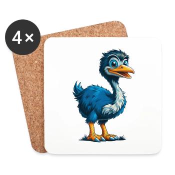 Emu Cool Kawaii Cartoon Character Clipart - Coasters (set of 4) - white - Front