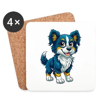 Dog Cool Kawaii Cartoon Character Clipart - Coasters (set of 4) - white - Front