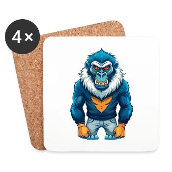 Baboon Cool Kawaii Cartoon Character Clipart - Coasters (set of 4) - white - Front