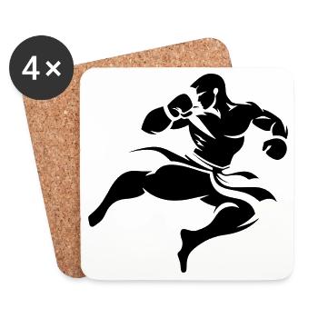 Kickboxing Drawing - Coasters (set of 4) - white - Front
