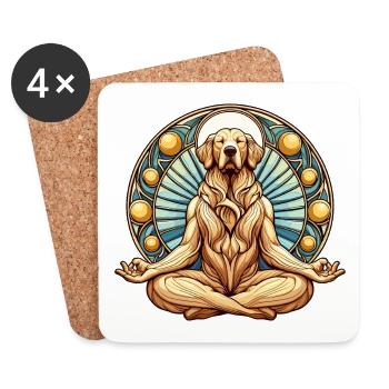 Golden Retriever Méditation Méditation Cadeau - Dessous de verre (lot de 4) - blanc - Devant