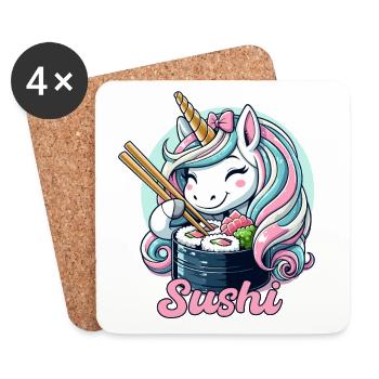 Sushi Einhorn süß Maki Geschenk - Untersetzer (4er-Set) - Weiß - Vorne