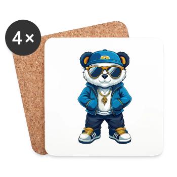 ours cool personnage de dessin animé Kawaii Clipart - Dessous de verre (lot de 4) - blanc - Devant