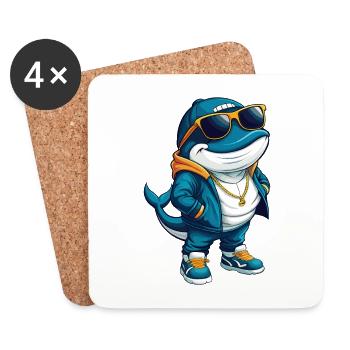 baleine cool personnage de dessin animé Kawaii Clipart - Dessous de verre (lot de 4) - blanc - Devant
