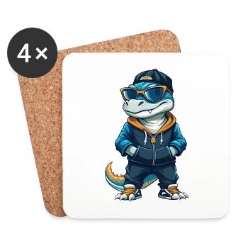 Komodo Cool Cartoon Character Kawaii Clipart - Coasters (set of 4) - white - Front