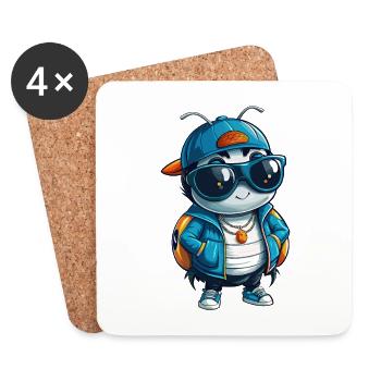 Marienkäfer Cool Cartoon Figur Kawaii Clipart - Untersetzer (4er-Set) - Weiß - Vorne