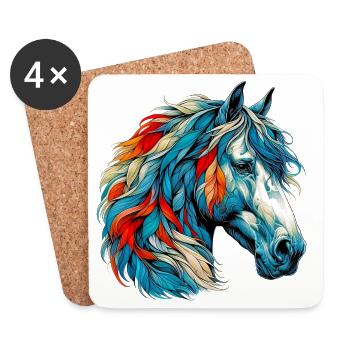 Cheval - Dessous de verre (lot de 4) - blanc - Devant