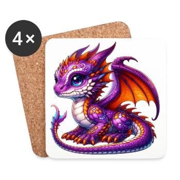 Dragon - Dessous de verre (lot de 4) - blanc - Devant