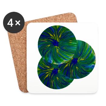Blau-Grünes Design- handgemalt von Martina Eßer - Untersetzer (4er-Set) - Weiß - Vorne