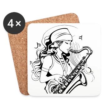 Dessin de saxophoniste - Dessous de verre (lot de 4) - blanc - Devant