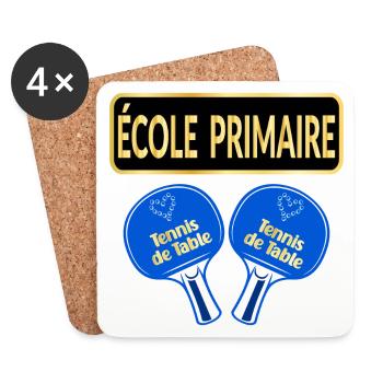 École Primaire - Tennis de Table - Dessous de verre (lot de 4) - blanc - Devant