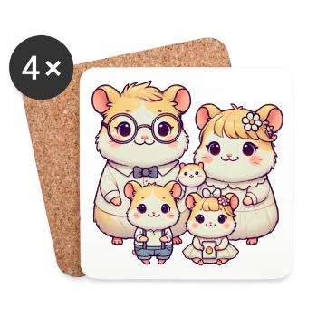 Famille Bonheur Hamster - Dessous de verre (lot de 4) - blanc - Devant