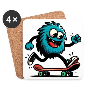 extraterrestre martien extraterrestre sur skateboard - Dessous de verre (lot de 4) - blanc - Devant