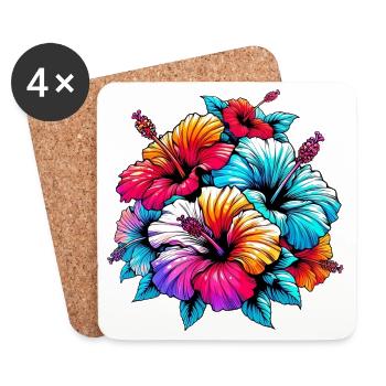 Hibiscus Flowers - Coasters (set of 4) - white - Front
