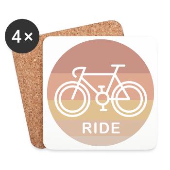 retro ride road bike bike gravel SInglespeed logo - Coasters (set of 4) - white - Front