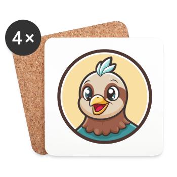 Dove Kawaii Cartoon Figur Tier Haustier Gesicht - Untersetzer (4er-Set) - Weiß - Vorne