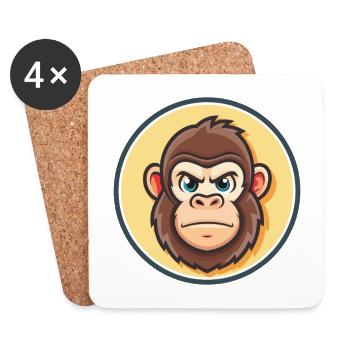 Gorilla Kawaii Cartoon Figur Tier Haustier Gesicht - Untersetzer (4er-Set) - Weiß - Vorne