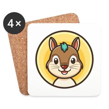 Eichhörnchen Kawaii Cartoon Figur Tier Haustier Gesicht - Untersetzer (4er-Set) - Weiß - Vorne