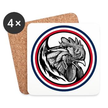 FREEBEAST Rooster Blue, White & Red - Coasters (set of 4) - white - Front