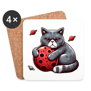 Cat Apocalypse: Grumpy Mood Cat - Coasters (set of 4) - white - Front